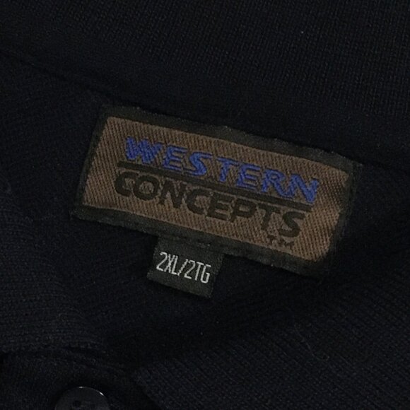 Vintage Western Concepts Dark Navy Blue Rayon Blend Relaxed Fit Polo Shirt - Picture 8 of 14